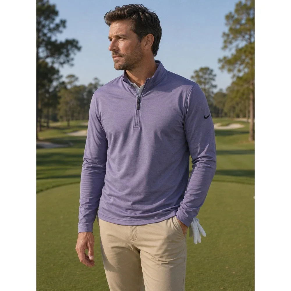Nike Dri-FIT Victory Golf 1/2 Zip Pullover Lavender Performance Large